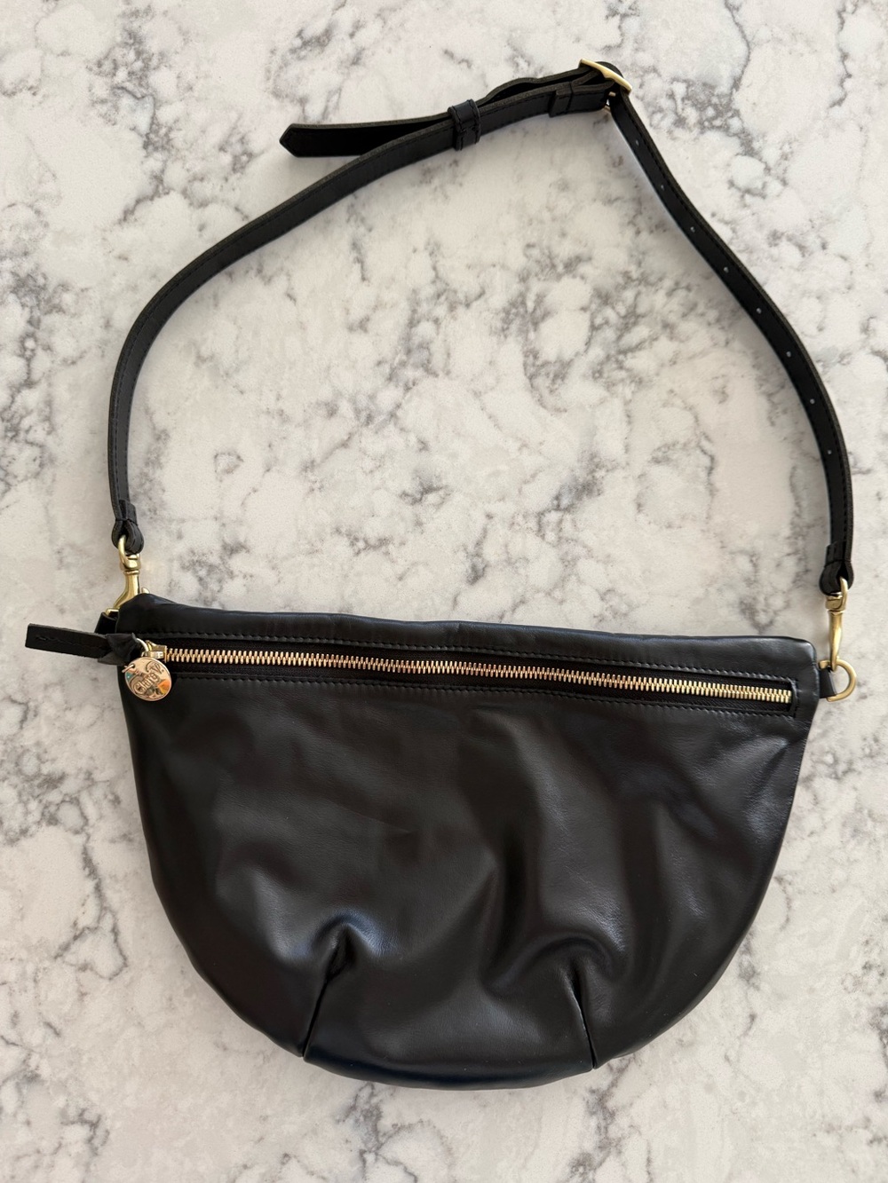Clare V Grande Fanny Pack in Black Nouveau Leather - Picture 4 of 13